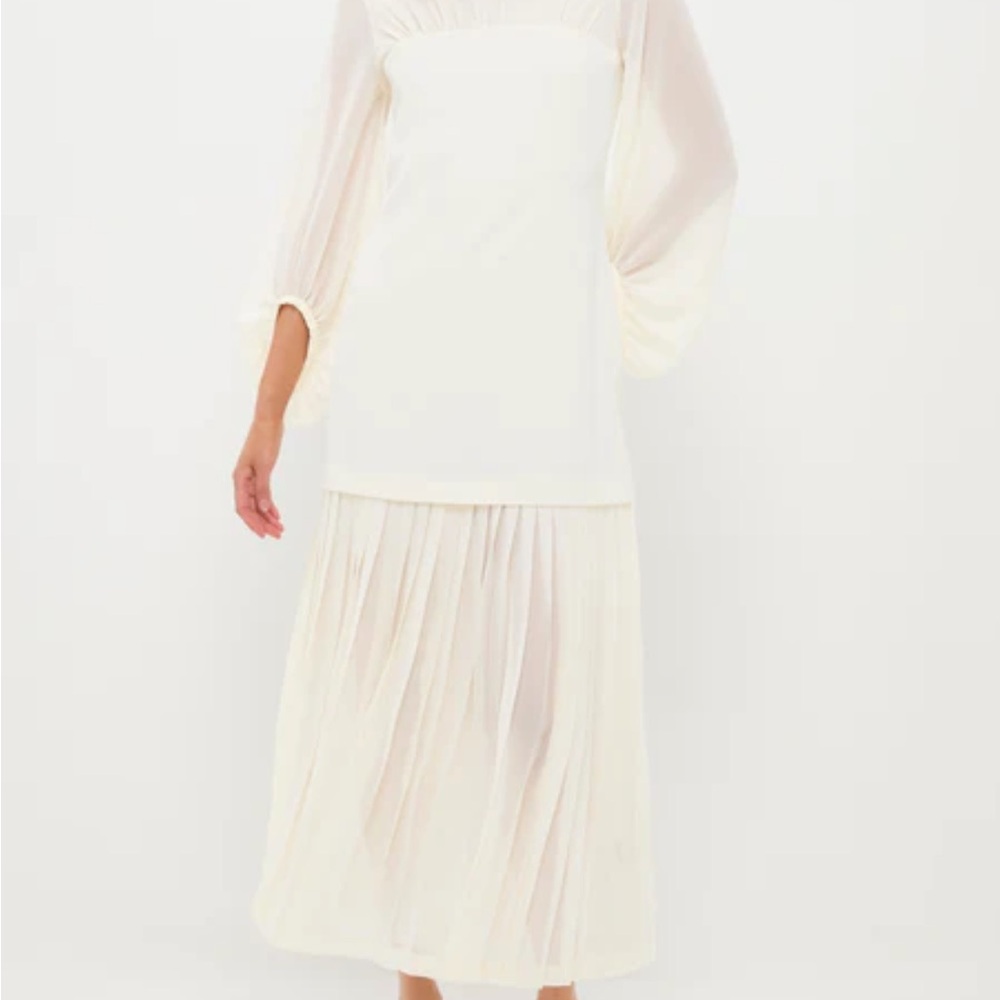 Tuckernuck Ivory Chiffon Pleated Lorraine dress